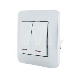 Механизм выключателя 2-кл. 1п СП Karina 10А IP20 с подсветкой мат. серебр. LEZARD 707-4388-112