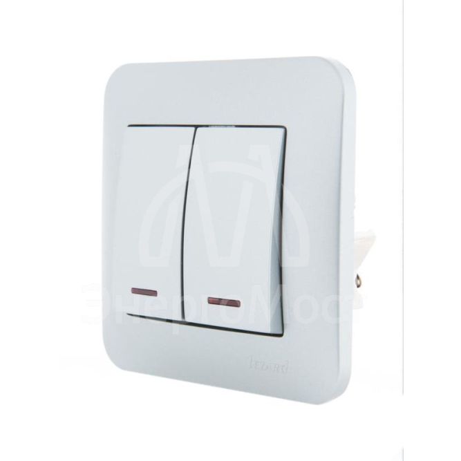 Механизм выключателя 2-кл. 1п СП Karina 10А IP20 с подсветкой мат. серебр. LEZARD 707-4388-112