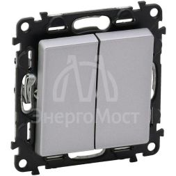 Механизм переключателя 2-кл. СП Valena Life 10А IP20 250В с лиц. панелью безвинт. зажимы алюм. Leg 752608