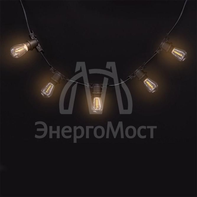 Гирлянда уличная &amp;quot;Белт-лайт&amp;quot; PBL-S40/L24+1.5 Black E27 IP65 24м 40ламп 1.5м шнур соедин. в линию max750Вт (лампы не в компл.; возможно использов. с фитолампами в теплице) Pro JazzWay 5058255