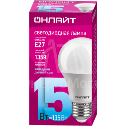 Лампа светодиодная 61 151 OLL-A60-15-230-6.5K-E27 грушевидная 15Вт ОНЛАЙТ 61151