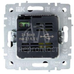Розетка BRITE USB A+A 3.1А РЮ10-1-БрЧ черн. IEK BR-U21-D31-K02