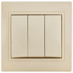 Выключатель 3-кл. СП Кварта 10А IP20 ВС10-3-0-ККм крем. IEK EVK30-K33-10-DM