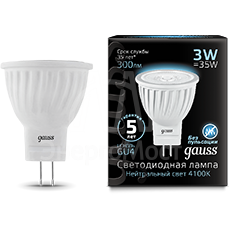 Лампа светодиодная Black D35х45 SMD MR11 3Вт 4100К бел. GU4 280лм 150-265В FROST Gauss 132517203