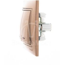 Выключатель 2-кл. СП Мира 10А IP20 с подсветкой со вставкой свет. корич. перламутр LEZARD 701-3131-112