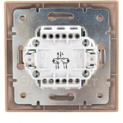 Выключатель 2-кл. СП Мира 10А IP20 с подсветкой со вставкой свет. корич. перламутр LEZARD 701-3131-112