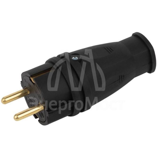 Вилка VX10-B-IP44 16А IP44 прямая с заземл. каучук черн. ЭРА Б0055414