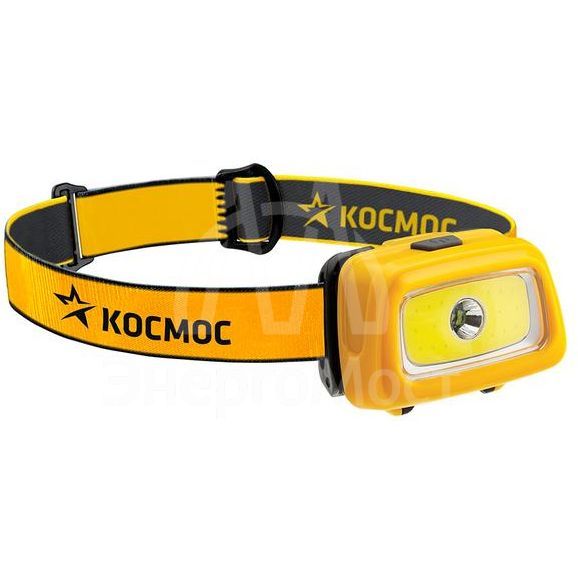 Фонарь-прожектор светодиодный налобный 3Вт + 3Вт COB направ. свет. 3 режима работы ( местное освещение; комбинированный) КОСМОС KOC-H3WDS-COB