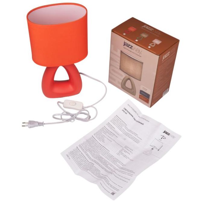 Светильник настольный JH2-01-og E14 IP20 170х100х300мм керамика; ткань; PVC-пластик оранж. JazzWay 5062290