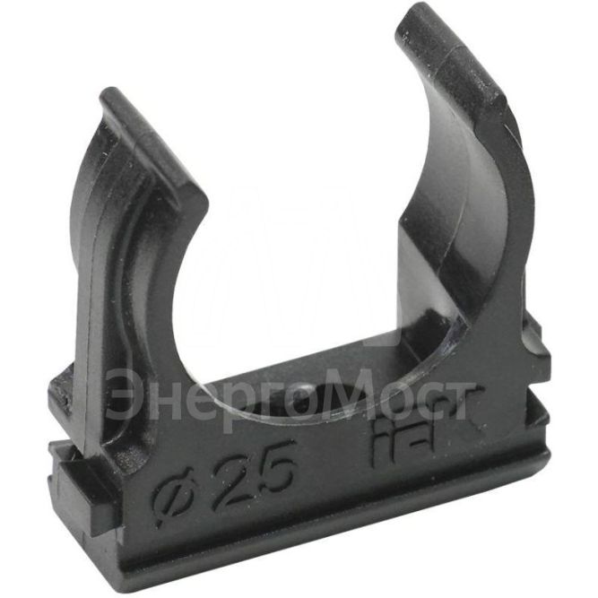 Держатель для труб (клипса) CF25 с защелкой черн. ELASTA IEK CTA10D-CF25-K02-100