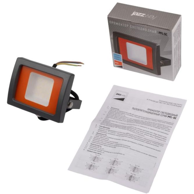 Прожектор светодиодный PFL-SC 10Вт IP65 6500К мат. стекло JazzWay 5004863