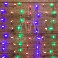 Гирлянда "Светодиодный Дождь" 1.5х1.5 м с насадками шарики свечение с динамикой LED мультиколор 230В провод прозр. Neon-Night 235-049