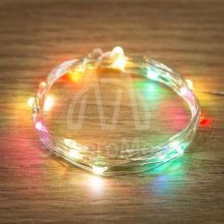 Гирлянда &amp;quot;Роса&amp;quot; 2м 20LED RGB 5Вт 4.5В IP20 прозр. провод (2хCR2032 в комплекте) NEON-NIGHT 303-009