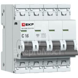Выключатель автоматический модульный 4п 16А C 4.5кА ВА 47-63N PROxima EKF M634416C