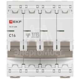 Выключатель автоматический модульный 4п 16А C 4.5кА ВА 47-63N PROxima EKF M634416C
