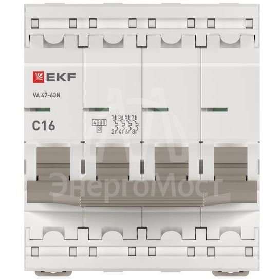 Выключатель автоматический модульный 4п 16А C 4.5кА ВА 47-63N PROxima EKF M634416C