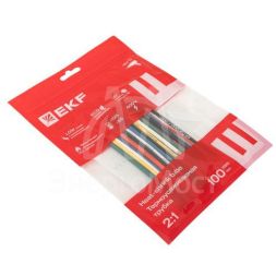 Набор трубок термоусадочных ТУТ 1/0.5; 1.5/0.75; 2/1; 2.5/1.25; 3/1.5 (6 цветов по 5шт 100мм) PROxima EKF tut-n-2-r