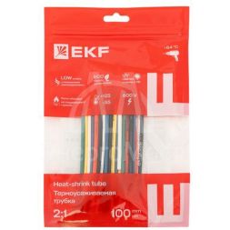 Набор трубок термоусадочных ТУТ 1/0.5; 1.5/0.75; 2/1; 2.5/1.25; 3/1.5 (6 цветов по 5шт 100мм) PROxima EKF tut-n-2-r