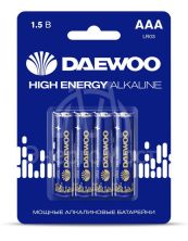 Элемент питания алкалиновый AAA/LR03 1.5В High Energy Alkaline 2021 BL-4 (уп.4шт) DAEWOO 5030381