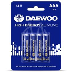 Элемент питания алкалиновый AAA/LR03 1.5В High Energy Alkaline 2021 BL-4 (уп.4шт) DAEWOO 5030381