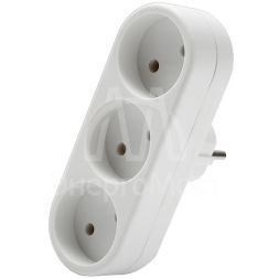 Разветвитель 3-м плоский без заземл. 10А 2200Вт 250В бел. DОМТОК 2655