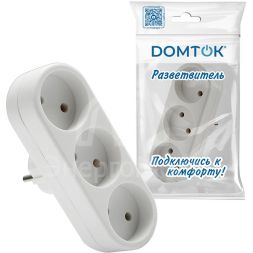 Разветвитель 3-м плоский без заземл. 10А 2200Вт 250В бел. DОМТОК 2655