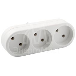 Разветвитель 3-м плоский без заземл. 10А 2200Вт 250В бел. DОМТОК 2655