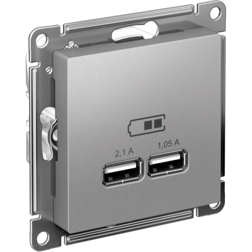 Розетка USB AtlasDesign тип A+A 5В 1х2.1А 2х1.05А механизм алюм. SE ATN000333