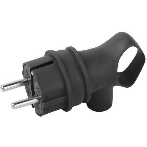 Вилка угловая VX12-B-IP44 16А IP44 с заземл. с кольцом каучук черн. Эра Б0069323