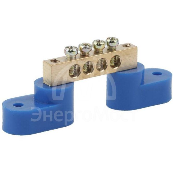 Шина N &amp;quot;ноль&amp;quot; на двух угловых изоляторах ШНИ-8х12-4-У2 NO-222-65 син. ЭРА Б0033444