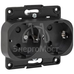 Розетка 2-м СП Стокгольм 16А с заземл. защ. шторки механизм черн. PROxima EKF EYR16-128-20