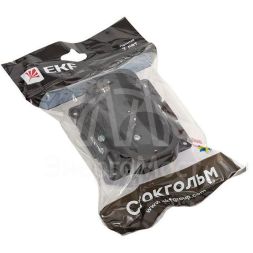 Розетка 2-м СП Стокгольм 16А с заземл. защ. шторки механизм черн. PROxima EKF EYR16-128-20