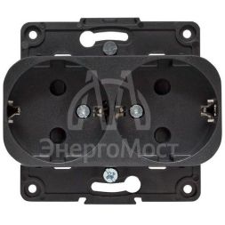 Розетка 2-м СП Стокгольм 16А с заземл. защ. шторки механизм черн. PROxima EKF EYR16-128-20