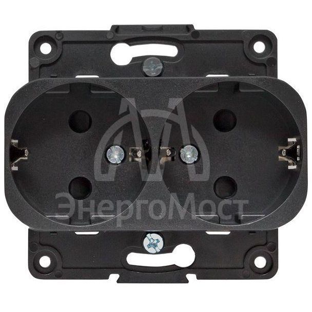 Розетка 2-м СП Стокгольм 16А с заземл. защ. шторки механизм черн. PROxima EKF EYR16-128-20