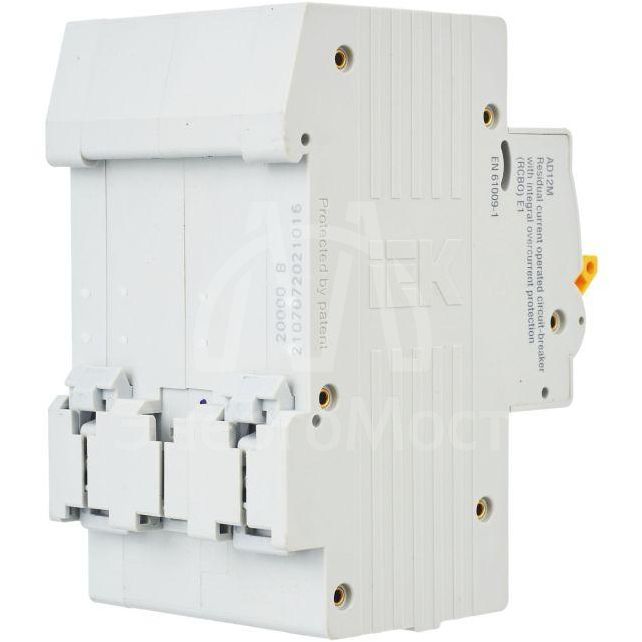 Выключатель автоматический дифференциального тока 2п B 16А 30мА тип A 4.5кА АД-12М IEK MAD12-2-016-B-030