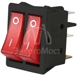 Выключатель в черн. корпусе две красн. клавиши с подсветкой1НО+1НЗ EMAS A12B1K11