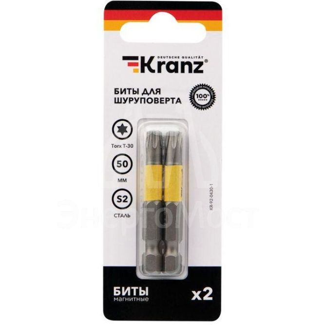 Бита Torx T30х50мм для шуруповерта (уп.2шт) Kranz KR-92-0430-1