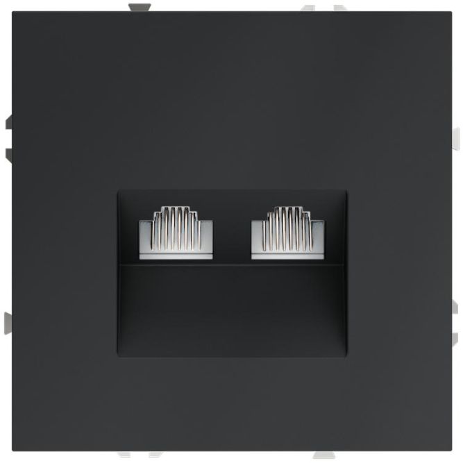 Розетка компьютерная 2-м СП S70 RJ45 + RJ45 кат.6 механизм графит Voltum VLS060207