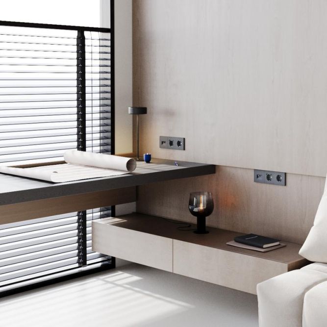 Розетка компьютерная 2-м СП S70 RJ45 + RJ45 кат.6 механизм графит Voltum VLS060207