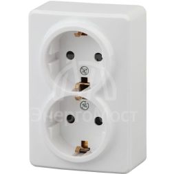 Розетка ОП 11-2205-01 2х2P+E Schuko 16АХ-250В Эксперт бел. ЭРА Б0020691