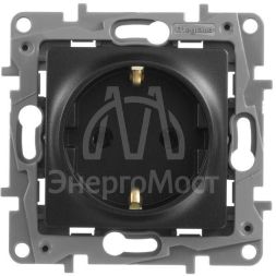 Механизм розетки 1-м СП Etika 2К+З 16А с заземл. винт. зажимы антрацит Leg 672621