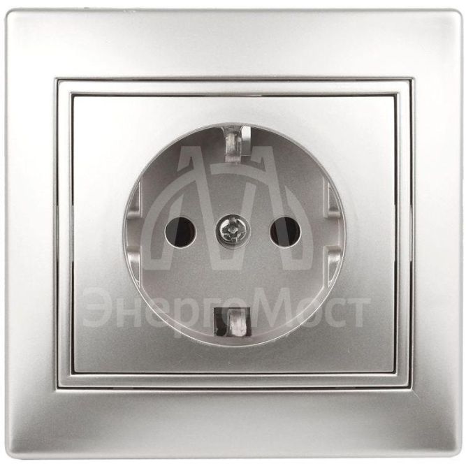 Розетка СП Plano 2P+E Schuko 1-202-03 16А-250В IP20 алюм. Intro Б0030058