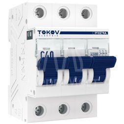 Выключатель автоматический модульный 3П 40А 4.5кА х-ка C TOKOV Electric TKE-PZ45-MCBI-3-40-C