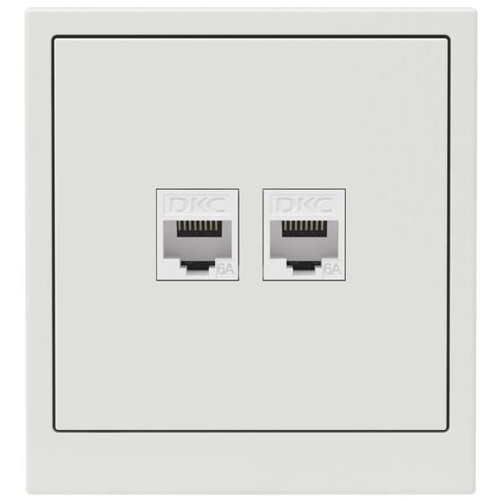 Розетка компьютерная 2-м KANT RJ45 кат.6A без шторки бел. песок DKC 7010674