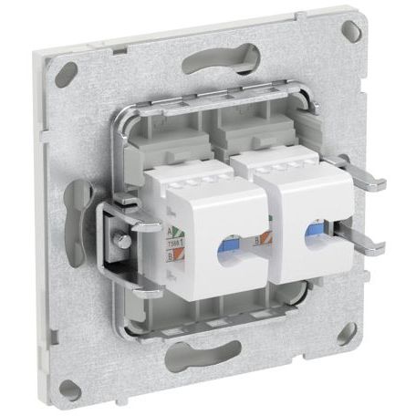 Розетка компьютерная 2-м KANT RJ45 кат.6A без шторки бел. песок DKC 7010674