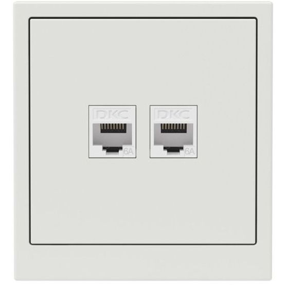 Розетка компьютерная 2-м KANT RJ45 кат.6A без шторки бел. песок DKC 7010674