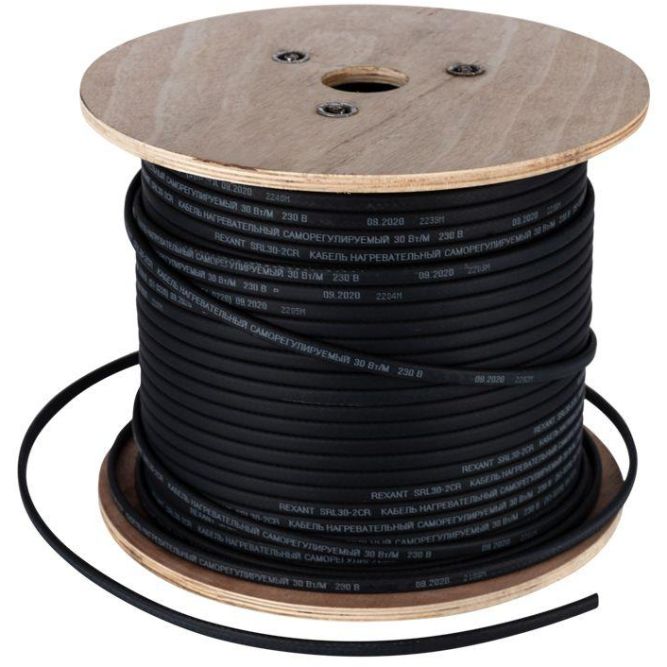 Кабель греющий саморег. для труб водостоков крыш 30КНС 2ЛП-ЭЛ-65/85 30Вт/м UV 200м экранированный Rexant 51-0254