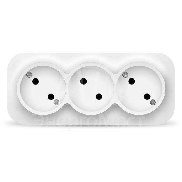 Розетка 3-м ОП 10А IP20 без заземл. бел. IONICH 1445