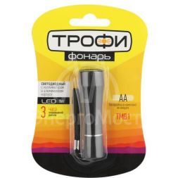 Фонарь TMB1 1х1Вт LED алюм. 1хАА блист. Трофи Б0023318