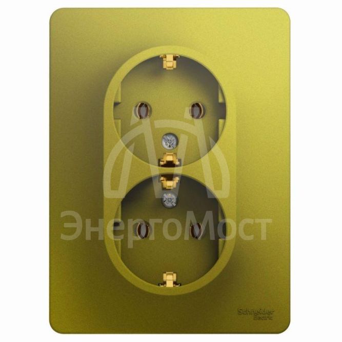 Розетка 2-м Glossa с заземл. в сборе фисташк. SchE GSL001024